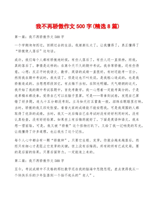 我不在骄傲作文500字