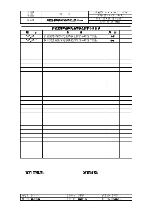 检验科SOP_08实验室感染控制与生物安全防护SOP