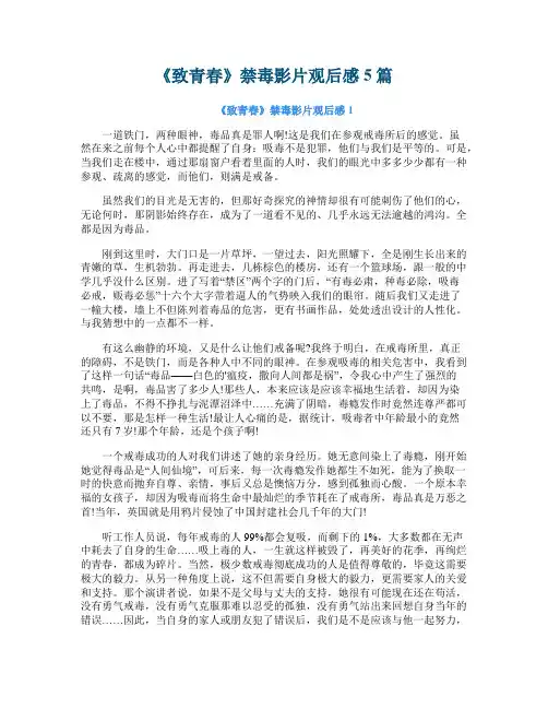 《致青春》禁毒影片观后感5篇