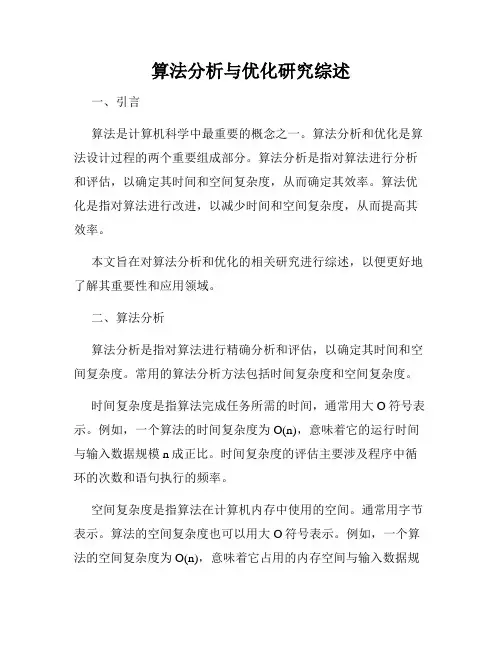 算法分析与优化研究综述