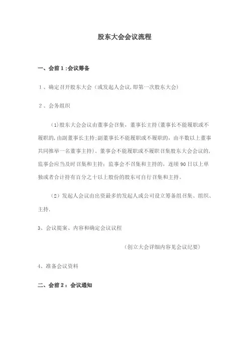 股东大会会议流程