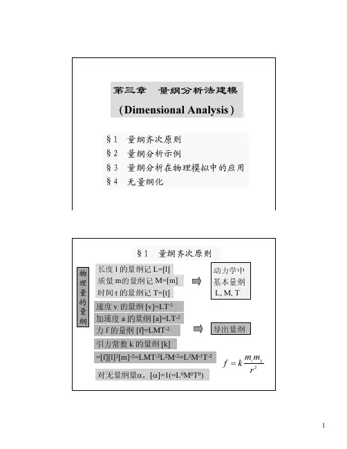 《数学建模课程》第三章 量纲分析法