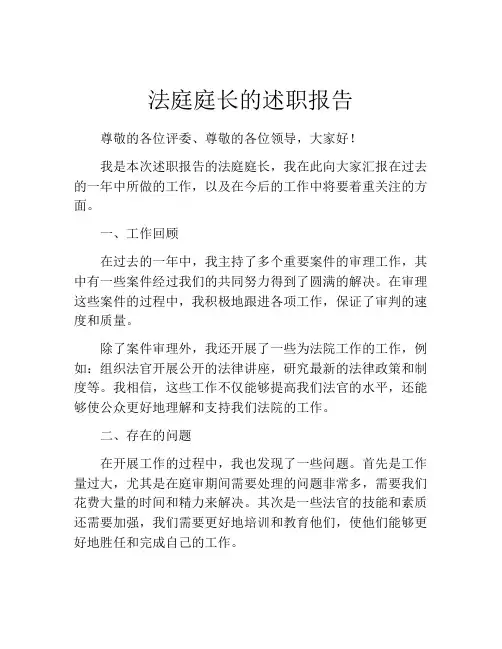 法庭庭长的述职报告