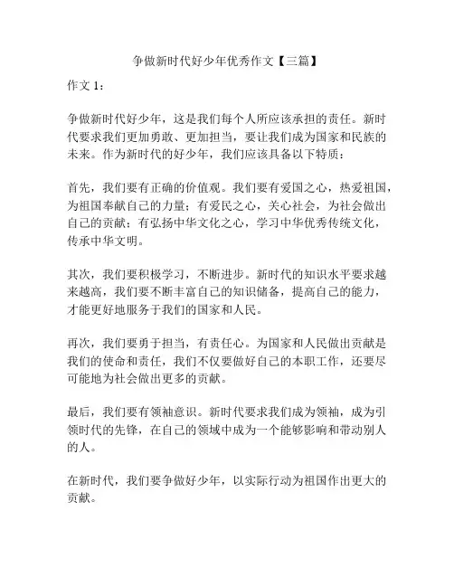 争做新时代好少年优秀作文【三篇】