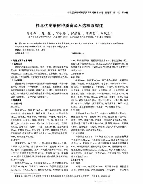 桂北优良茶树种质资源入选株系综述
