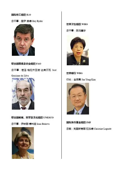 联合国现任各组织机构及负责人