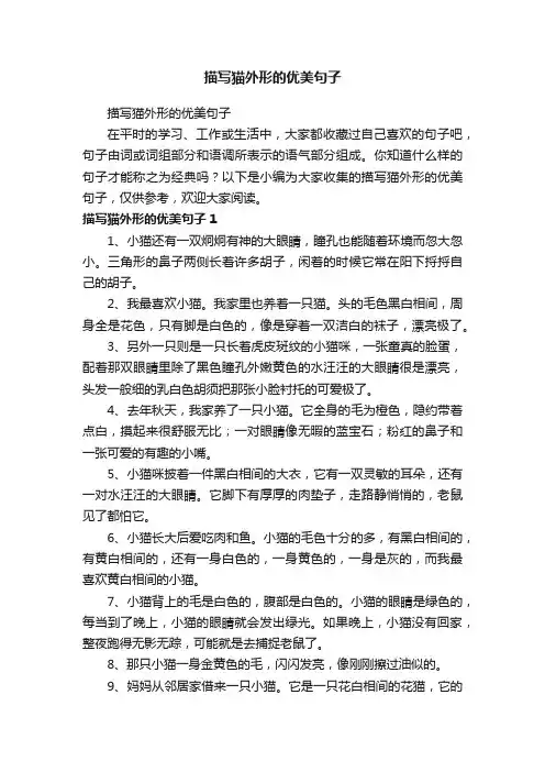描写猫外形的优美句子