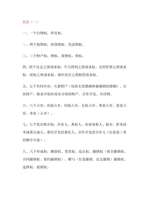 民法口诀
