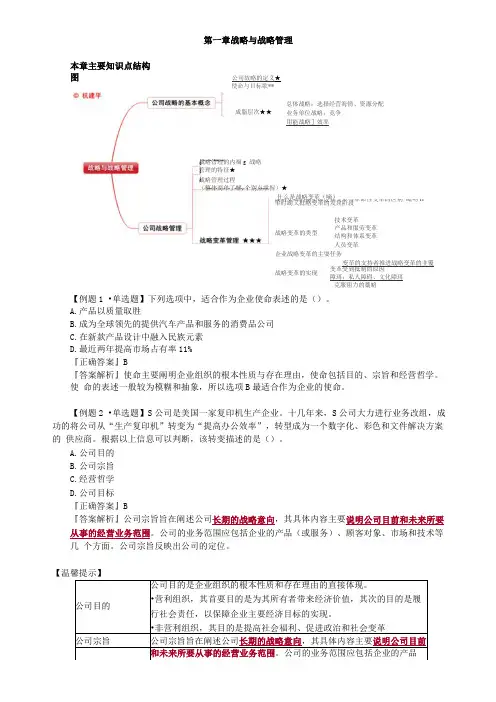战略与战略管理CPA公司战略与风险管理-思维导图与真题