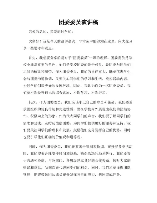 团委委员演讲稿