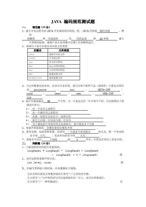 编码规范试题