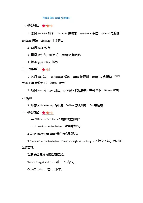人教版PEP英语六年级上册知识点归纳