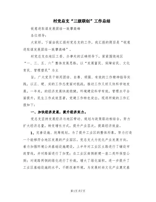 村党总支“三级联创”工作总结(2篇)