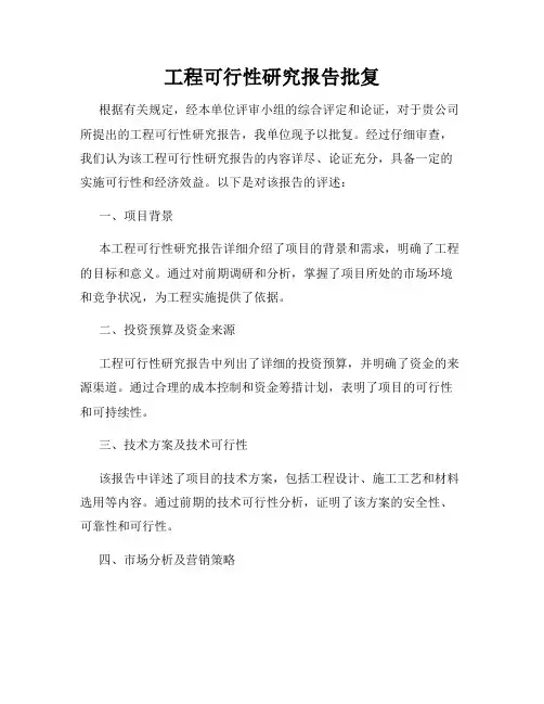 工程可行性研究报告批复
