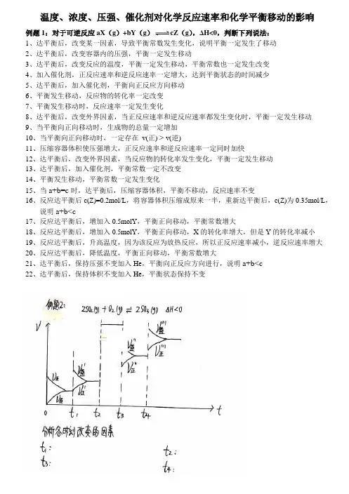 温度、浓度、压强、催化剂对化学反应速率和化学平衡移动的影响