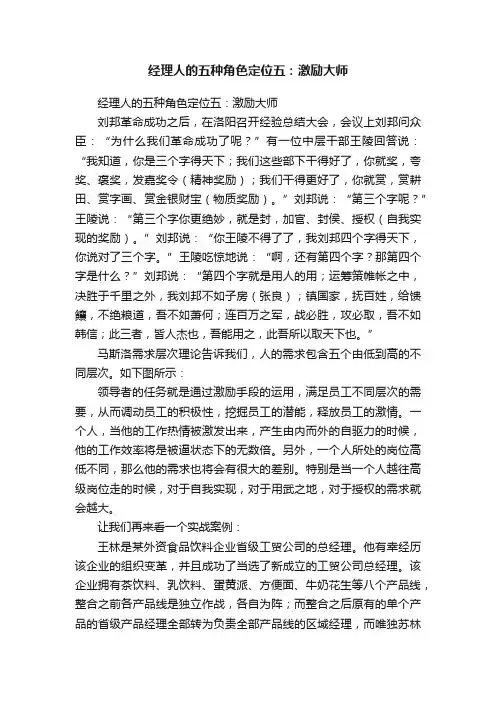 经理人的五种角色定位五：激励大师