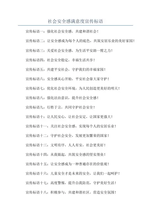 社会安全感满意度宣传标语
