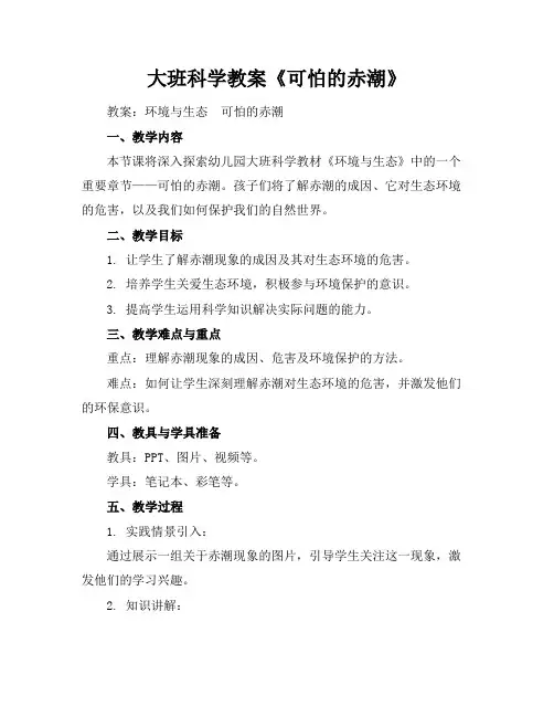 大班科学教案《可怕的赤潮》