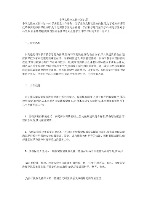 小学实验室工作计划3篇