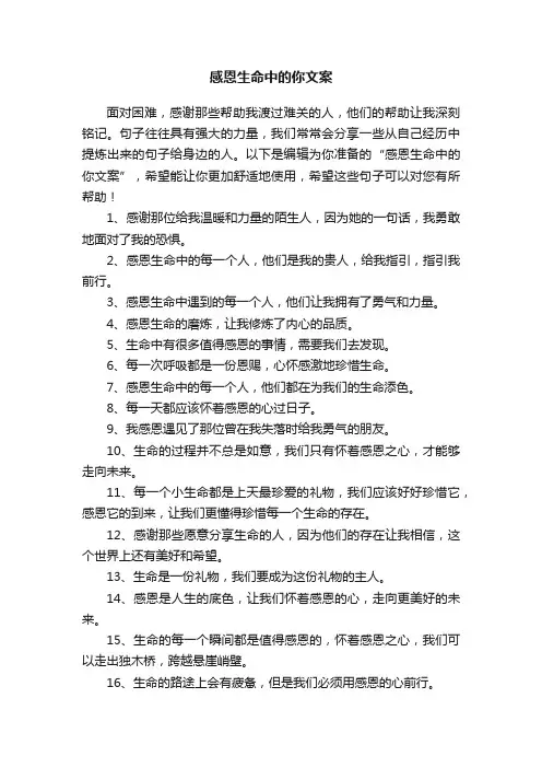 感恩生命中的你文案