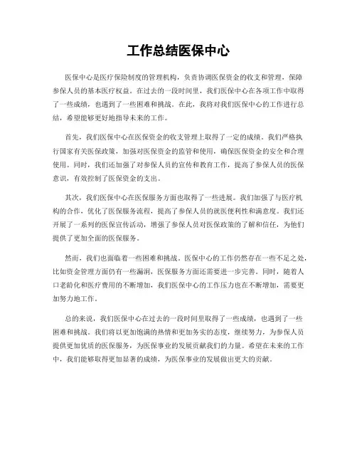 工作总结医保中心