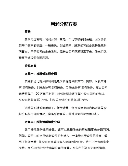 利润分配方案