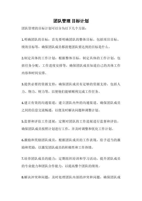团队管理 目标计划