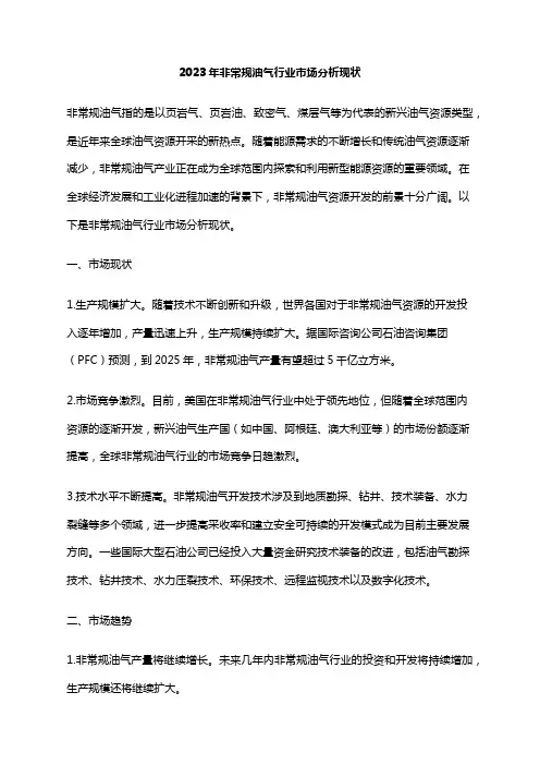 2023年非常规油气行业市场分析现状