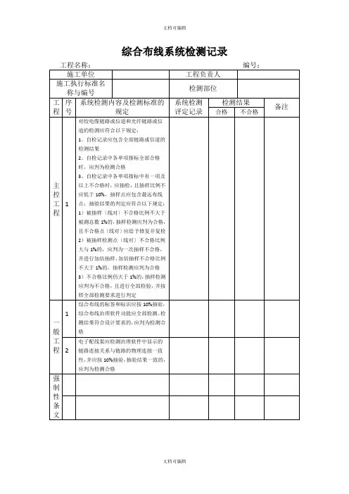 综合布线系统检测记录
