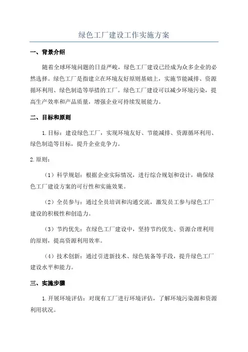 绿色工厂建设工作实施方案