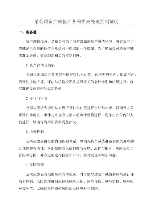 某公司资产减值准备和损失处理控制制度