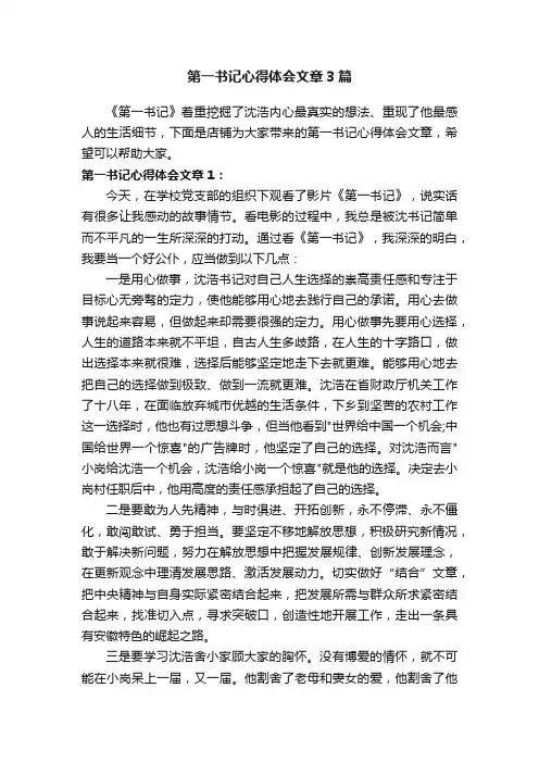 第一书记心得体会文章3篇