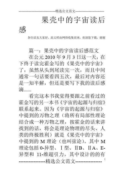 果壳中的宇宙读后感