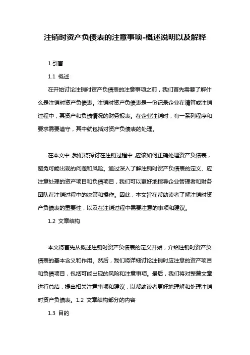注销时资产负债表的注意事项-概述说明以及解释