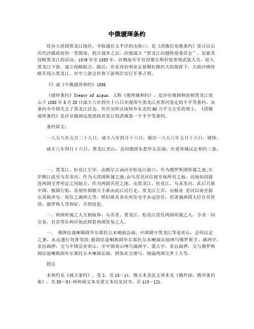 中俄瑷珲条约