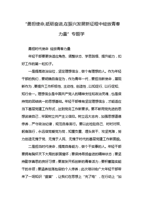 “勇担使命,砥砺奋进,在振兴发展新征程中绽放青春力量”专题学