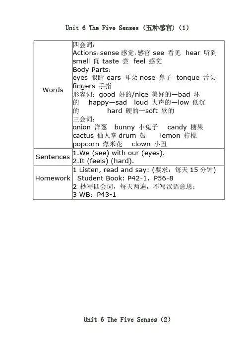 朗文新派少儿英语巩固级第6单元知识点