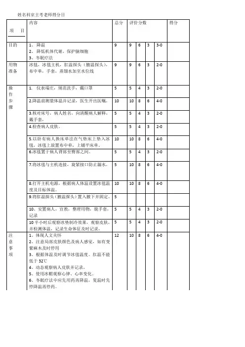 冰毯的操作及评分标准