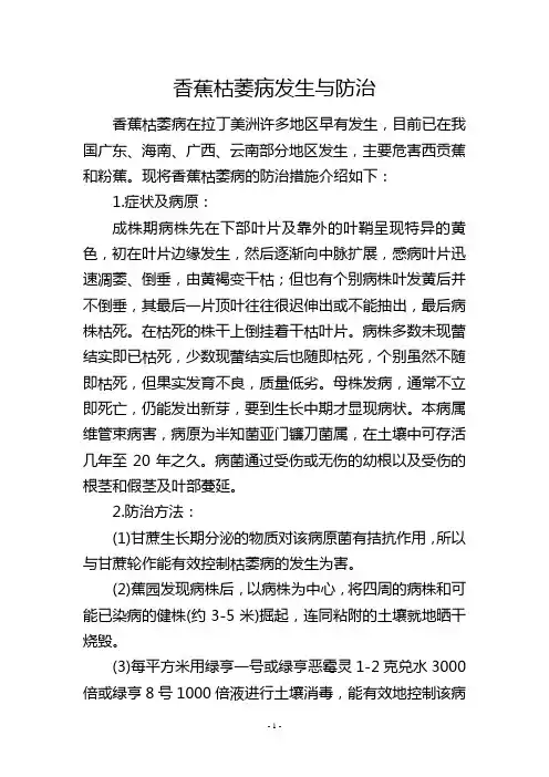 香蕉枯萎病发生与防治