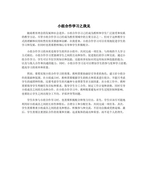 小组合作学习之我见
