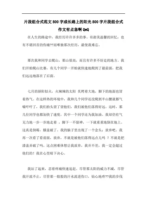 片段组合式范文800字成长路上的阳光800字片段组合式作文有点急啊QwQ