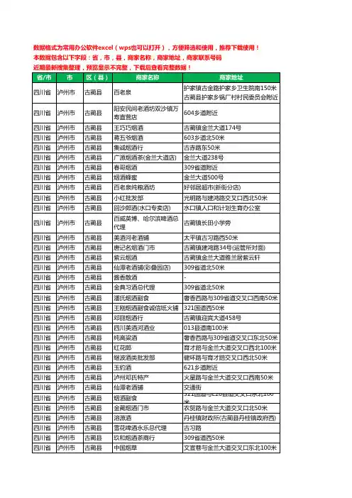 2020新版四川省泸州市古蔺县烟酒工商企业公司商家名录名单黄页联系电话号码地址大全150家