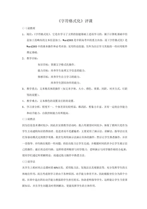 文字段落格式说课稿