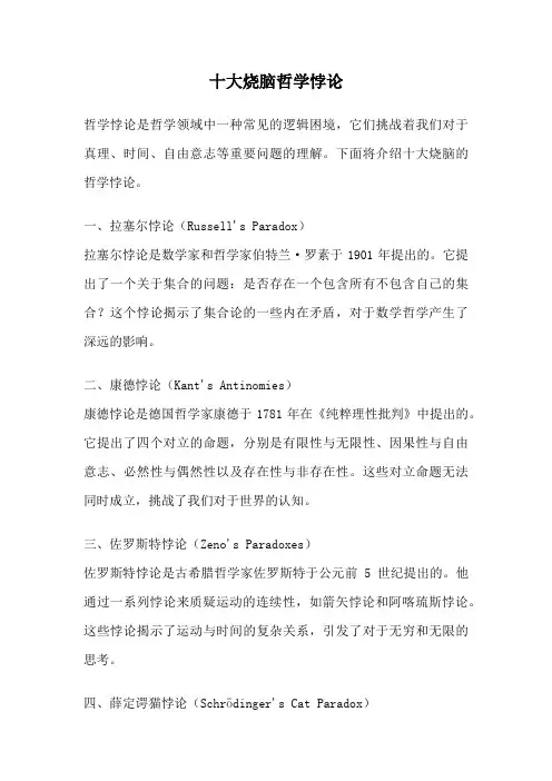 十大烧脑哲学悖论