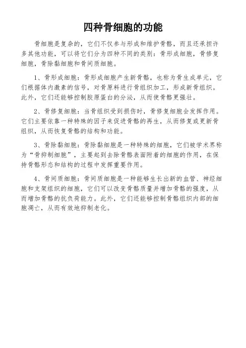 四种骨细胞的功能