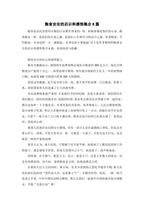 粮食安全的启示和感悟集合6篇