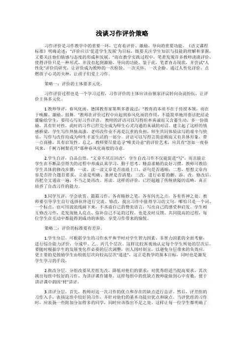 浅谈习作评价策略