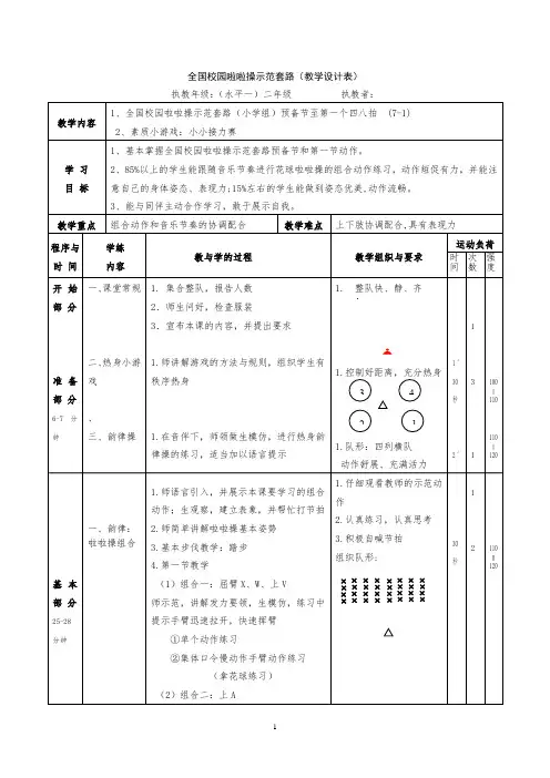 全国校园啦啦操示范套路(教学设计表)-《体育与健康》(水平一)二年级上册-人教版
