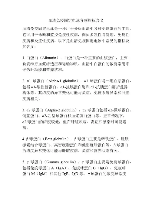 血清免疫固定电泳各项指标含义