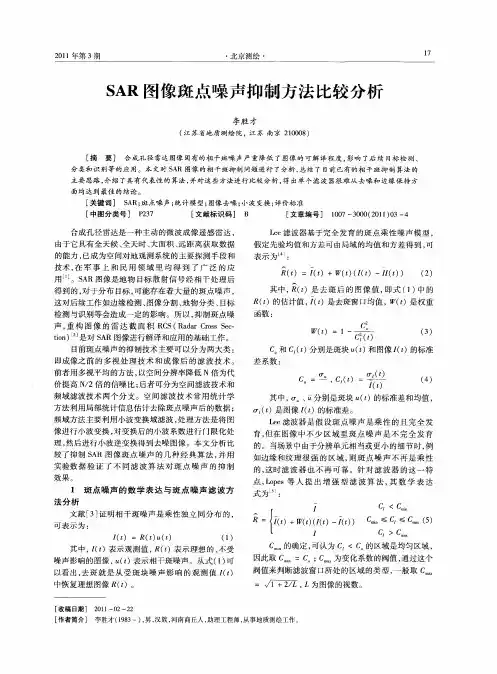 SAR图像斑点噪声抑制方法比较分析